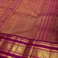 Silver lilac Kancheepuram silk saree body with fine horizontal zari stripes