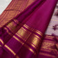 Silver lilac Kancheepuram silk saree with magenta Varisaipet border, full view
