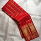 Sindoor Red Handwoven Pure Silk Kanjivaram Saree with Zari Kattam Checks and Antique Gold Border