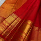 Sindoor Red Handwoven Pure Silk Kanjivaram Saree with Zari Kattam Checks and Antique Gold Border