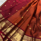 Semmann Terracotta Pure Silk Kanchipuram Peacock Butta Saree with Maroon Zari Border – view 1