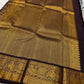 Kanchipattu silk saree in sky blue with cocoa brown border Kanchi Kattam Korvai weave traditional zari detail