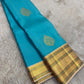 Sky Blue and Gold Handwoven Pure Silk Kanjeevaram Saree with Sonarupa Vairaoosi Oosivaanam Stripes