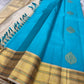 Sky Blue and Gold Handwoven Pure Silk Kanjeevaram Saree with Sonarupa Vairaoosi Oosivaanam Stripes