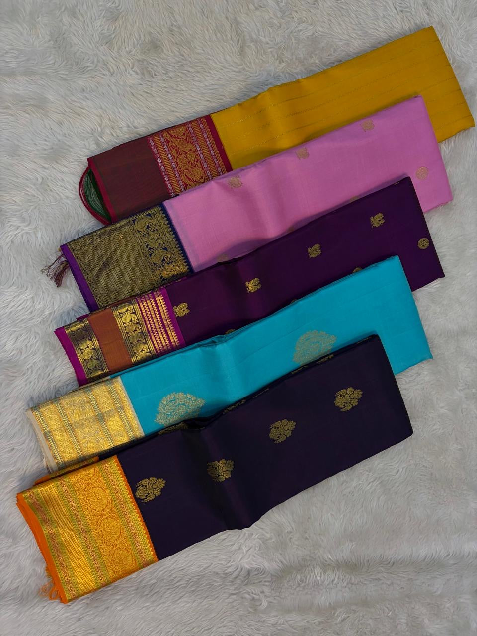 Sky Blue and Gold Handwoven Pure Silk Kanjeevaram Saree with Sonarupa Vairaoosi Oosivaanam Stripes