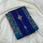 Sky blue Kanjeevaram Pochampally fusion saree with hexagonal butta and royal blue ikat — Idam Living