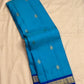 Sky blue Kanjivaram butta saree, styled view