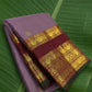Kanchipuram silk saree in smoky lavender with deep maroon border Varisaipet Korvai weave folded view