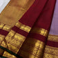 Kanchipattu silk saree in smoky lavender with deep maroon border Varisaipet Korvai weave traditional zari detail
