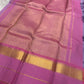 Kanchipattu silk saree in smoky lilac with raspberry pink border Korvai Kaal Irangiya Border weave traditional zari detail