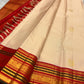 Soft Champagne Ivory Kanchi Pattu Saree — folded full saree view