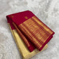 Soft ivory handwoven pure silk Korvai KanchiPattu saree — full saree overview — Idam Living