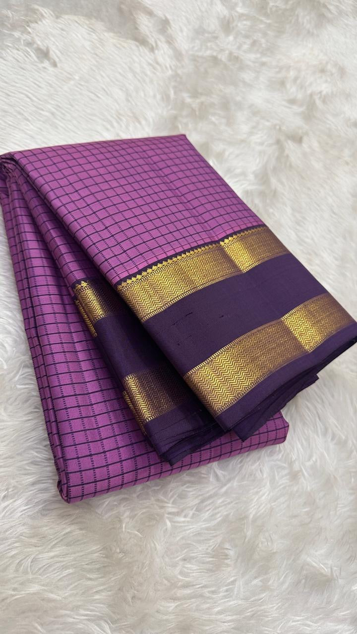 Soft Lilac pure silk Kanjipuram saree — purple lightweight