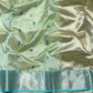Pallu detail of Mint Silk Pure Silk Chanderi Saree