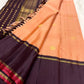 Soft Peach Pink Handwoven Pure Silk Kanchi Pattu Saree with Deep Aubergine Rettapet Border and Zari Buttas