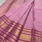 Soft Lotus Pink Kancheepuram Varisaipet saree body detail.