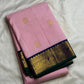 Soft Pink Kanjivaram saree with Green border detail