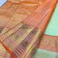 Soft Pistachio Green KanchiPattu silk saree, border close-up detail — Idam Living