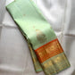 Soft Pistachio Green KanchiPattu silk saree — full front view, rettapet weave — Idam Living
