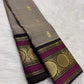 Soft Taupe Grey Kanjipuram Saree — body close-up showing scattered gold zari buttas