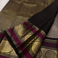 Soft Taupe Grey Kanjipuram Saree — black border with oversized gold zari floral medallions