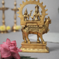 Detailed Shiva Parvati on Nandi solid brass idol with circular aureole for home temple