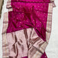 Rani-pink Chanderi saree with gold-and-silver-toned buttas