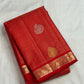 Gold and silver-toned Sona Rupa maanga paisley buttas spaced across red handwoven silk