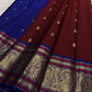 Magenta and Royal Blue Handwoven Pure Silk Kanchipuram Saree with Sorgavaasal Mayil Border