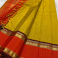 Mango Mustard and Sindhu Orange Handwoven Pure Silk Kanjivaram Saree with Zari Kattam Border