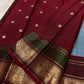 Steel Blue and Deep Green Handwoven Pure Silk Kanjipuram Saree with Mayil Butta and Peacock Silk Thread Zari Border