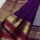 Steel Grey and Kanchana Purple Handwoven Pure Silk Kanchipuram Saree with Mayil Butta and Vanasringaram Yaanai Border