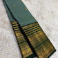 Sage green handwoven pure silk KanchiPattu saree with Varisaipet Floral Butta and Vanasringaram Yaanai border — Idam Living
