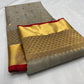 Intricately woven metallic Chanderi pallu