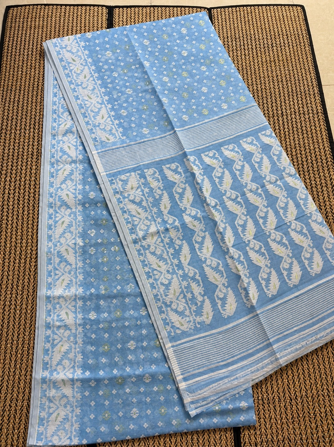 Pastel color Jamdhani saree perfect for warm weather festive styling