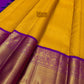 Broad purple Korvai border on sunflower yellow Pure Silk Kanjivaram saree