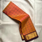 Sunset orange double shade shot colour handwoven pure silk Kanchipuram korvai kattam saree