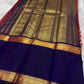 Deep Navy Blue Kanjivaram border with antique gold geometric zari work