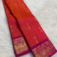 Sunset Orange and Raspberry Pink Pure Silk Kanchipuram Vairaoosi saree