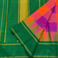 Close view of the sunset orange and violet Kanchi Kattam body in pure silk