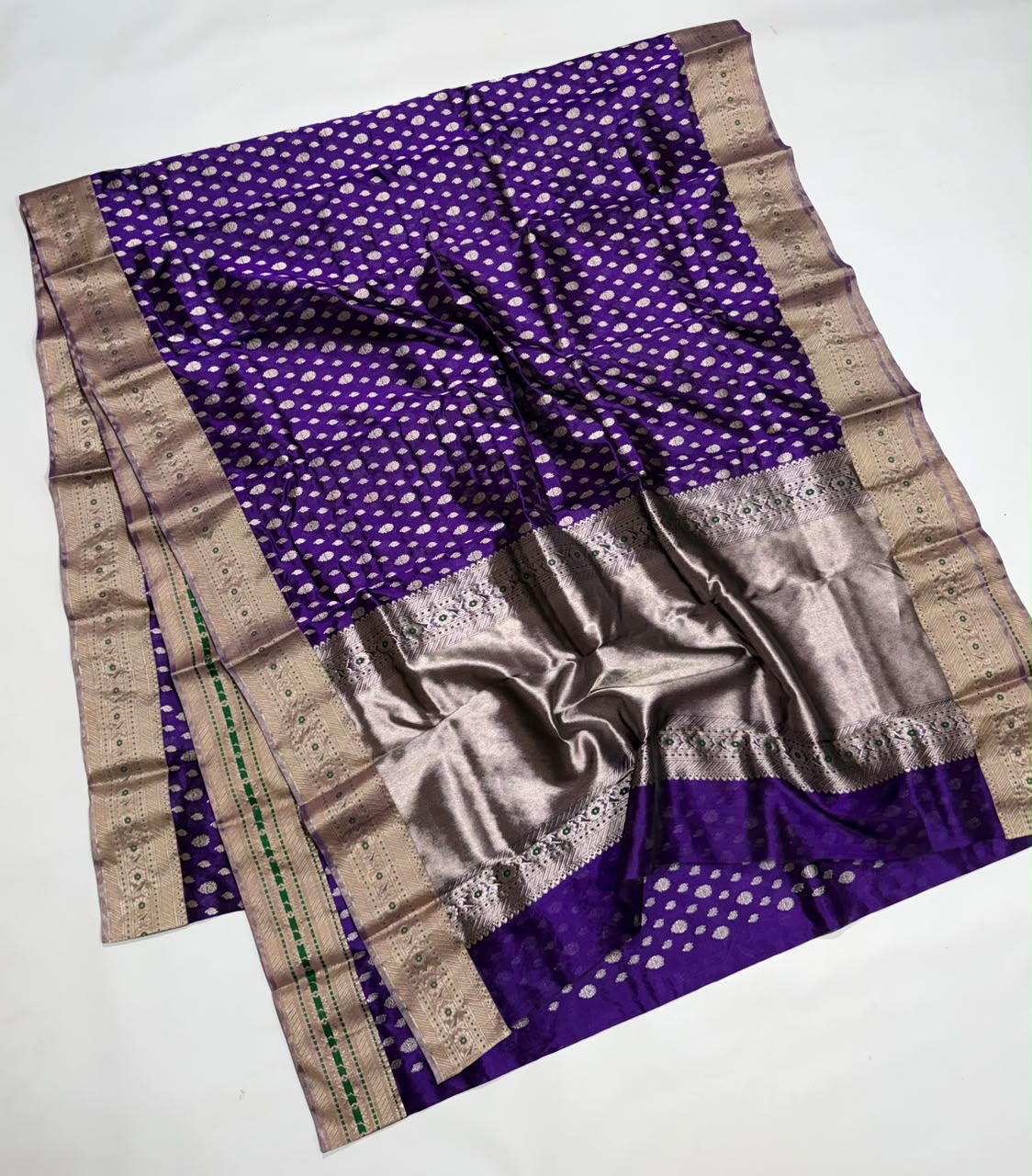 Heavy Pattu Silk Chanderi in imperial purple