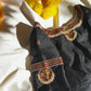 Back view of black silk Tanjore Treasure blouse with premium kemp stone detailing