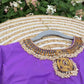 Purple silk Tanjore Treasure blouse with jewellery-inspired kemp stone embroidery and zari accents