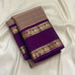 Taupe Pure Silk KanchiPattu Veldhari Saree - royal purple heritage border detail