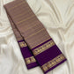 Taupe Pure Silk KanchiPattu Veldhari Saree - full saree view