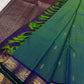 Dense silk Kanjivaram saree with smooth sheen and violet edge