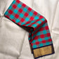 Teal Red and Grey Handwoven Pure Silk Kancheepuram Saree with Paalum Pazhamum Checks and Navy Border