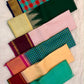 Teal Red and Grey Handwoven Pure Silk Kancheepuram Saree with Paalum Pazhamum Checks and Navy Border