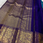 Rich gold zari vanasringaram pallu on teal and blue shot colour Kanchipuram pure silk saree — Idam Living