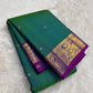 Zari kattam body with chedi butta on teal shot colour Kanjipuram pure silk saree — Idam Living